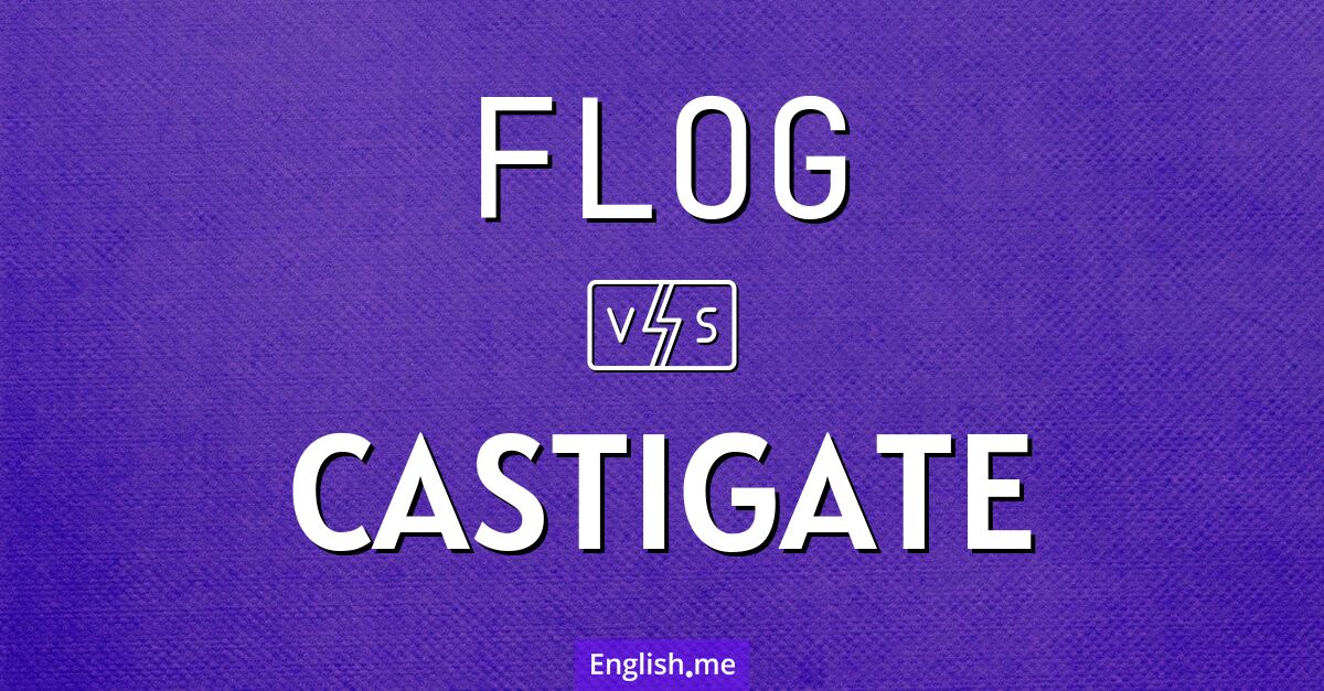"Flog" (flageller) contre "Castigate" (châtier sévèrement, réprimander)