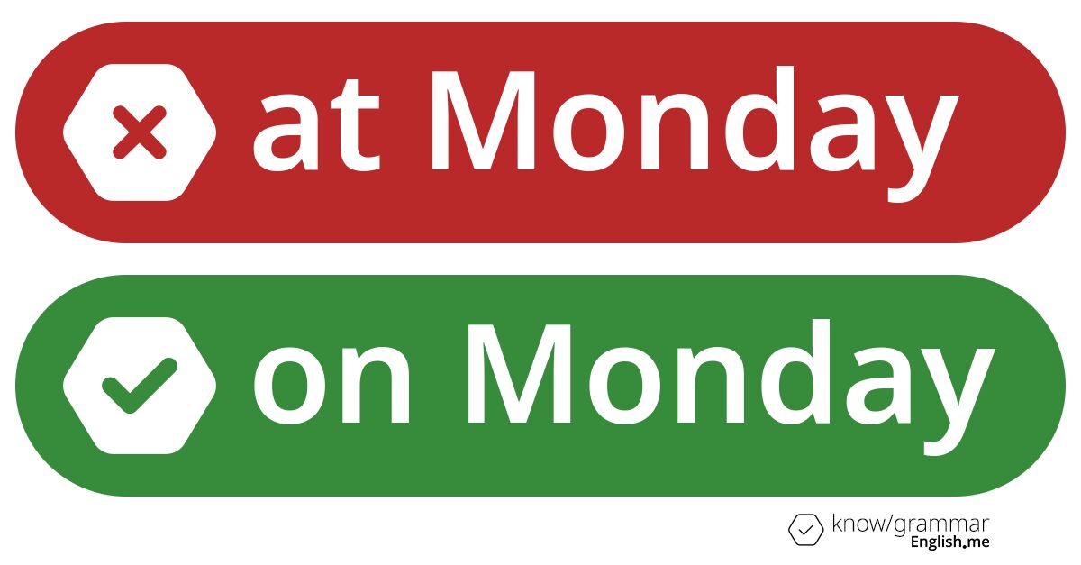 Pourquoi "at Monday" est incorrect en anglais?