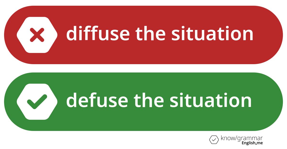 Pourquoi "diffuse the situation" est incorrect en anglais?