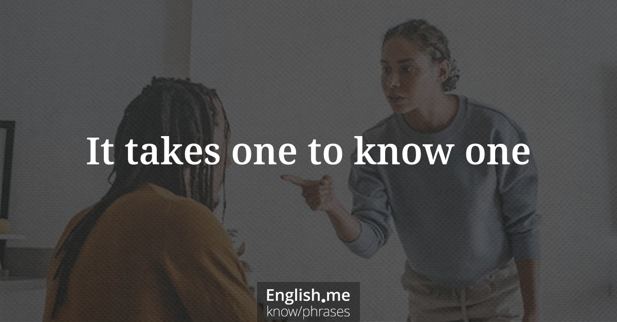 Explication de l'expression “It takes one to know one”