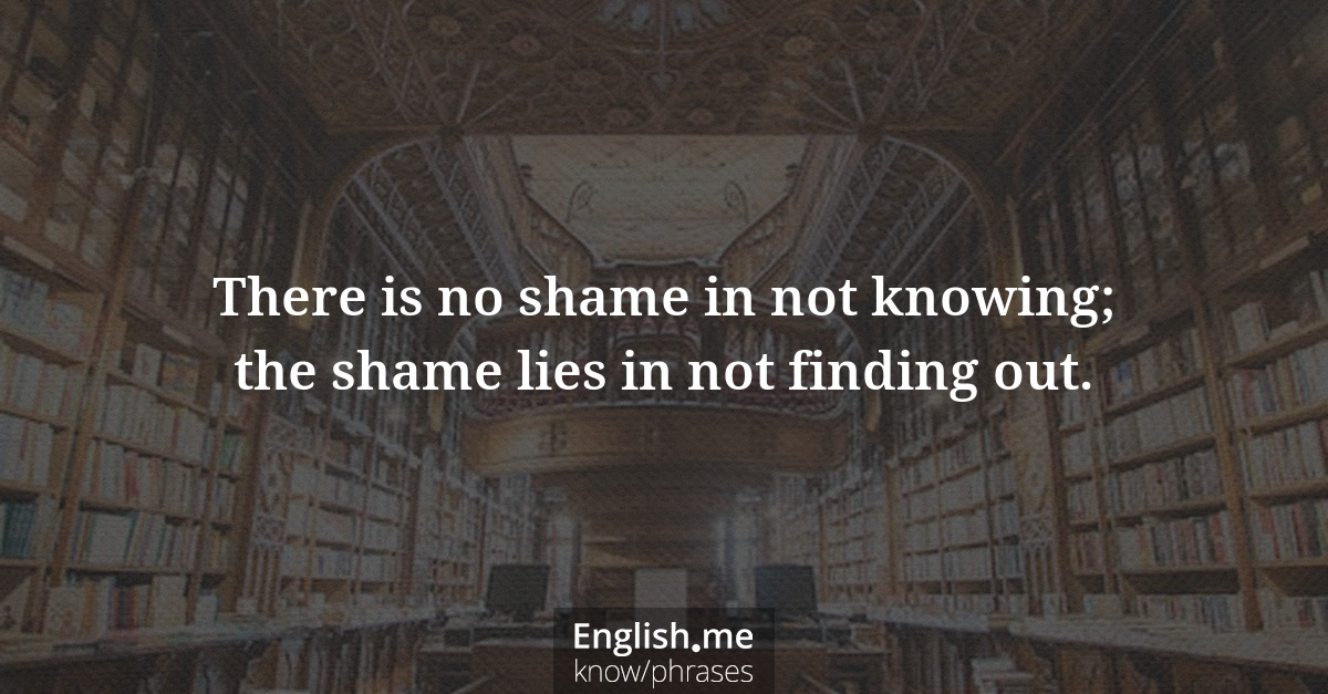 Explication de l'expression “There is no shame in not knowing; the shame lies in not finding out.”